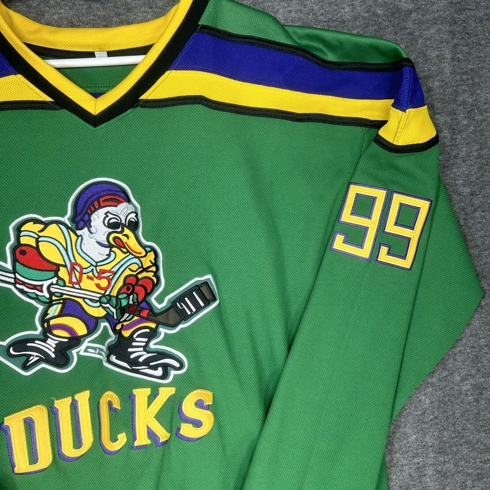 Vintage Mighty Ducks D-5 Jersey Mens 2XL Green Embroidered Adam Banks #99 Movie - Picture 3 of 13